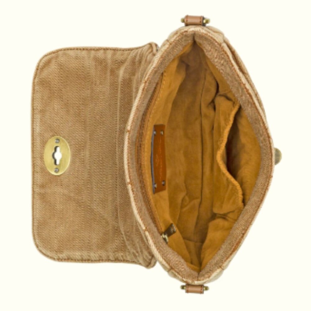 NWT PATRICIA NASH Bonny Quilted Stonewashed Denim Crossbody Bag Biscuit Beige - Picture 6 of 16